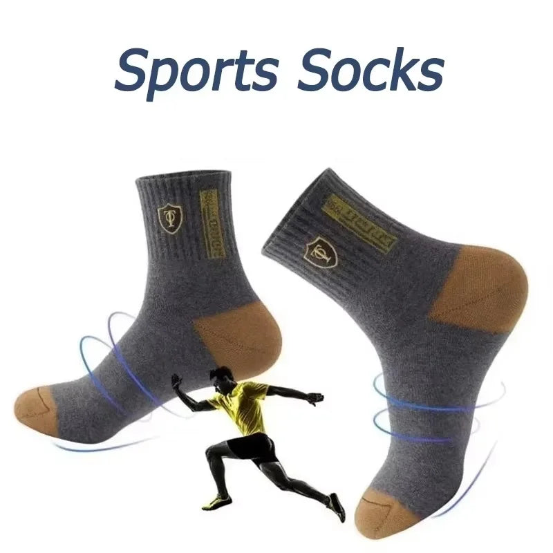 5Pairs Breathable Cotton Sports Stockings Men Bamboo Fiber Autumn and Winter Men Socks Sweat Absorption Deodorant Business Sox.
