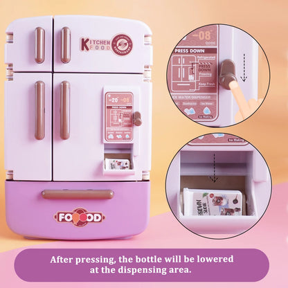 Cute Simulation Microfilm Furniture Double Door Refrigerator 1:12 Dollhouse Kitchen Model Decorations For Girl Birthday Gifts.