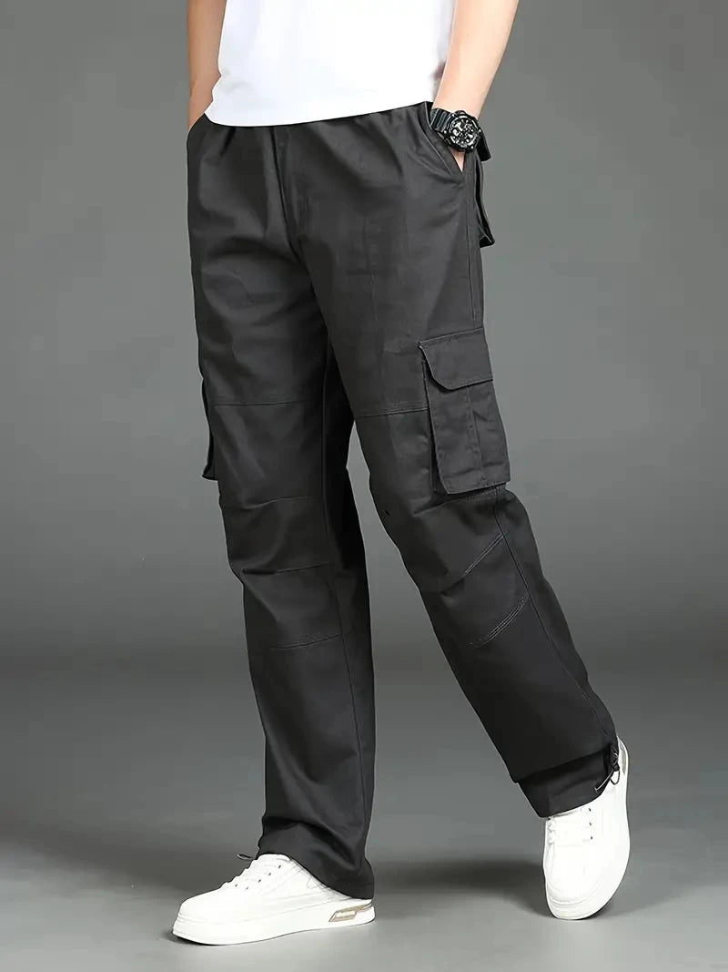 Solind Cotton Multi Flap Pockets Men's Straight Leg Cargo Pants Loose Casual Outdoor Pants Men's Work Pants For Hiking Tactical.