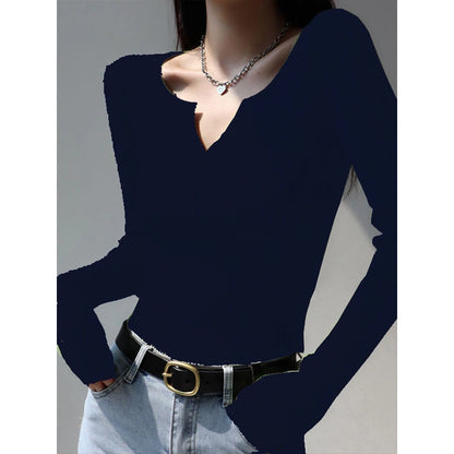 2026 weibliche Casual Tops Pullover Warme V-ausschnitt Frauen Herbst Winter Gestrickte Dünne Pullover Feste Taste Volle Hülse Pullover.