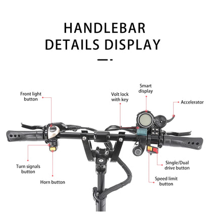 Halo Knight T108 28.8Ah 1000W Dual Motor Faldable Electric Scooter 65KM/H Max Range 60KM On-Road Tire E Scooter with Suspension.