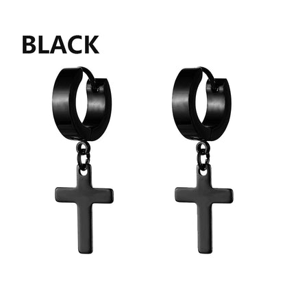 1 /11 Pairs Punk Stainless Steel Stud Earrings Black Earrings Set For Men Women Vintage Hip Hop Piercing Ear Jewelry Accessories
