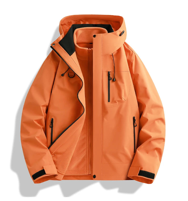 Winter Jacket Outdoor 3-in-1 Waterproof Sport Coat Running Unisex Hooded Hiking Jacket Warm Breathable Outdoor Couple Loose Coat.