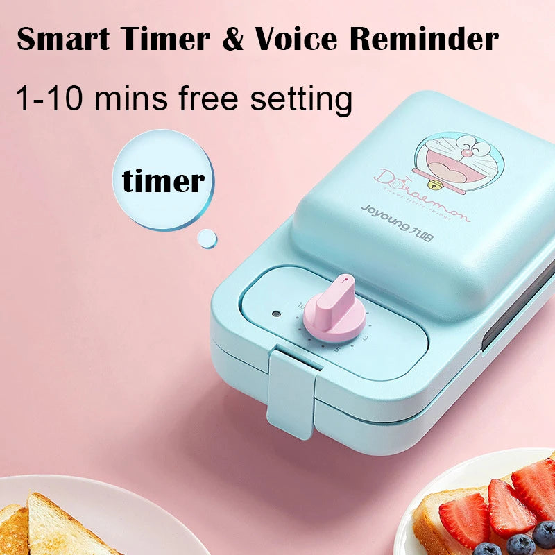 Cartoon Sandwich Machine Home Breakfast Waffle Maker Bread Machine Line Jiuyang Theme  Yellow Blue Timing Fried Eggs.