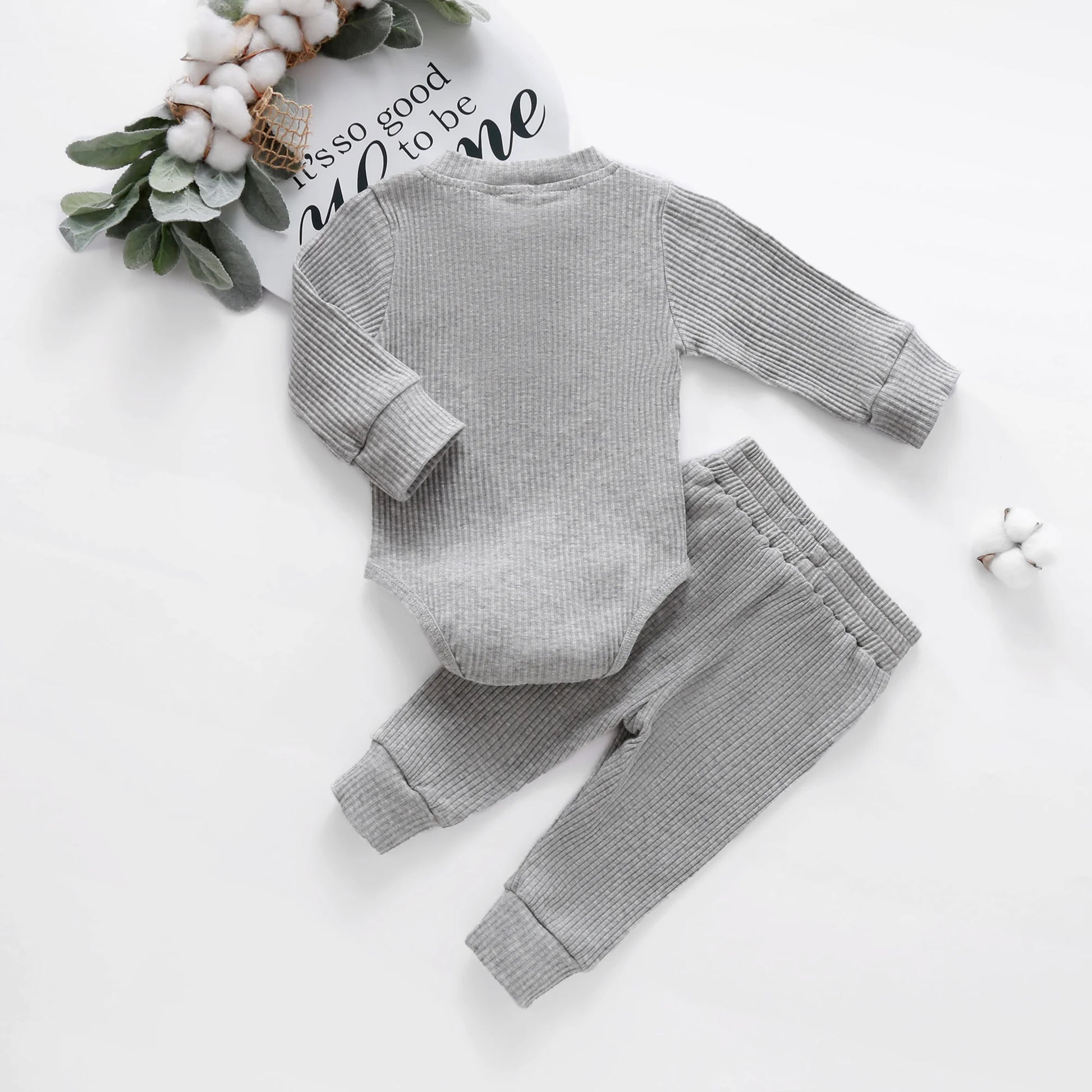 16 Colors Baby Solid Knit Sets Newborn Infant Girls Boys Fall Winter Long Sleeve Romper + Elastic Pants Toddler Outfit 0-24M.
