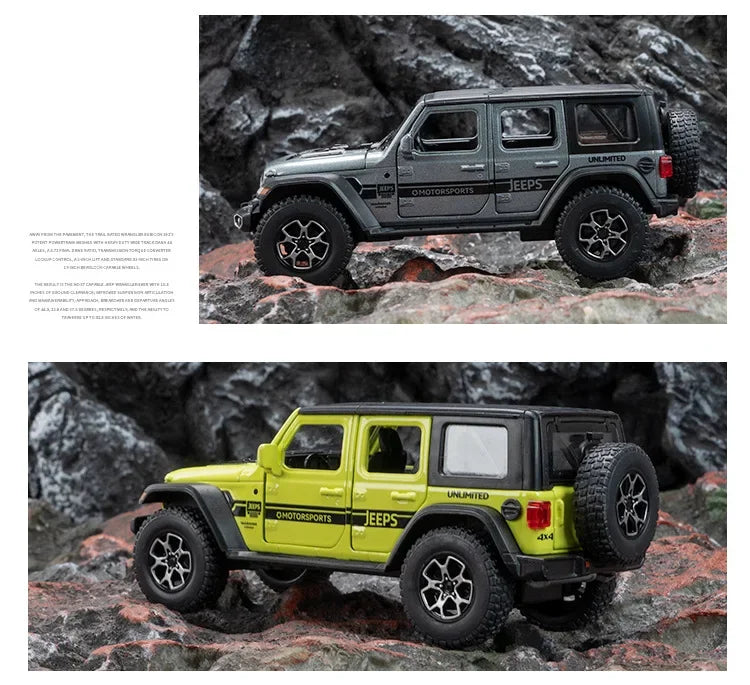 1:32 Jeep Wrangler Rubicon Off-road car Alloy Model Car Toy Diecasts Metal Casting Sound and Light Car Toys For Children Vehicle.