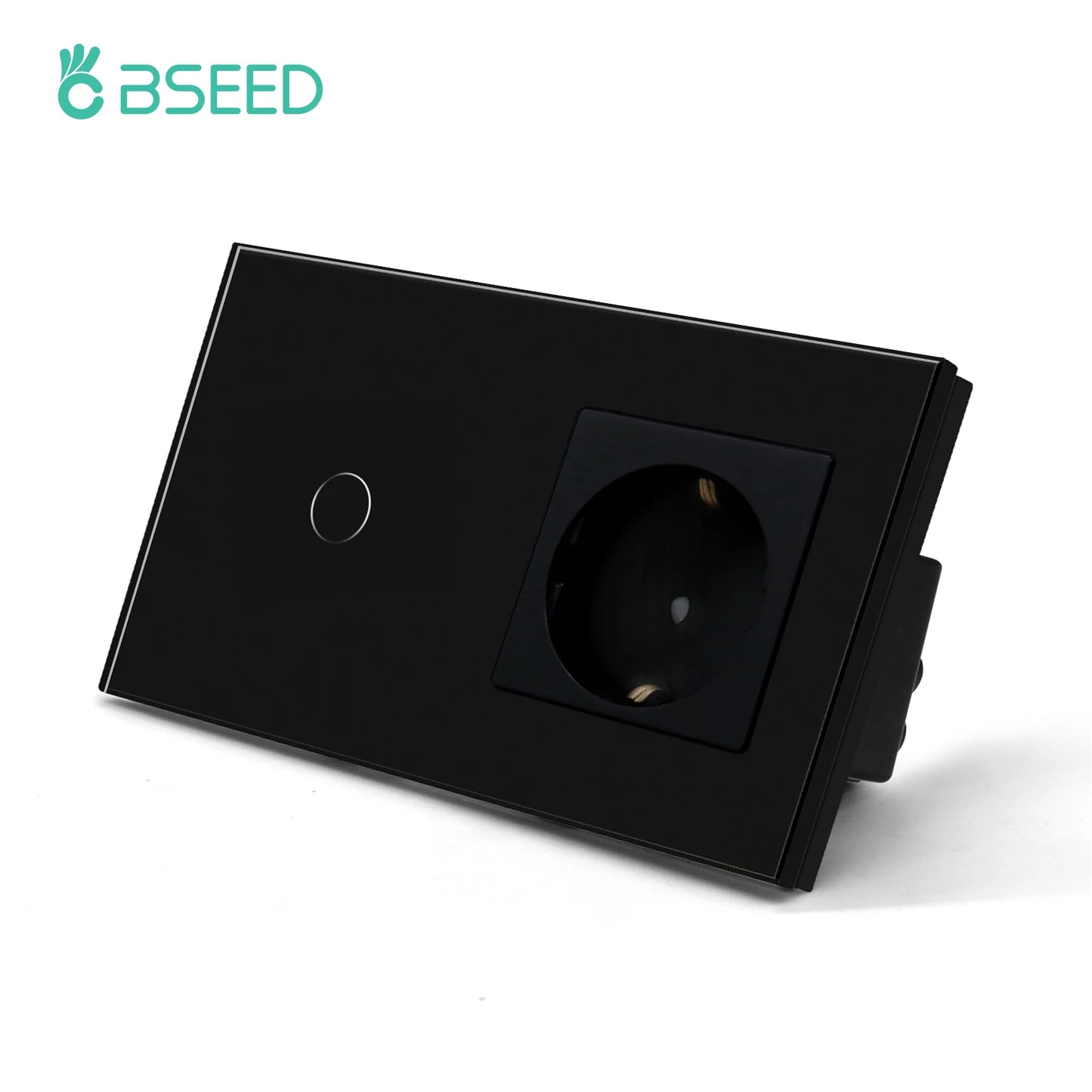 BSEED Einzel-EU-Glassteckdose mit USB-Wandsteckdosen, doppelte Steckdosen, dreifache Steckdosen, USB-Typ-C-Anschlüsse, Schwarz, 16 A