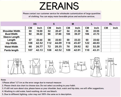 ZERAINS Autumn women's sleeveless V-neck short vest loose fit with waistband pleated high waisted pants set.