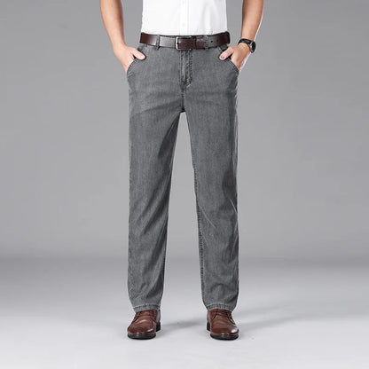 Business Lyocell Jeans Men Summer New Thin Fashion Straight Breathable Brand Pants Male Slim Comfortable  Denim Trousers.