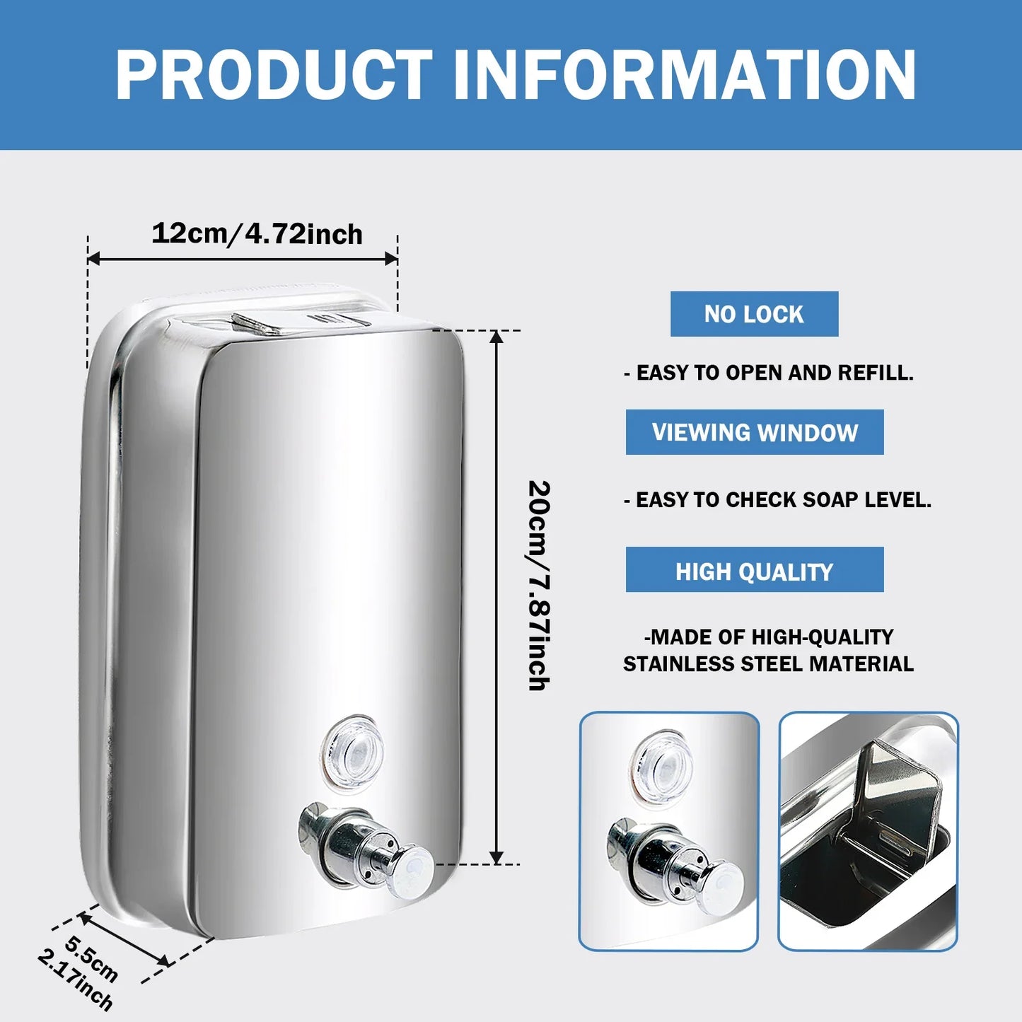 850ML/1050ML Seifenspender Edelstahl Wandmontage Badezimmer Flüssigseife Waschmittel Duschgel Aufbewahrungsflasche Toilette Küche