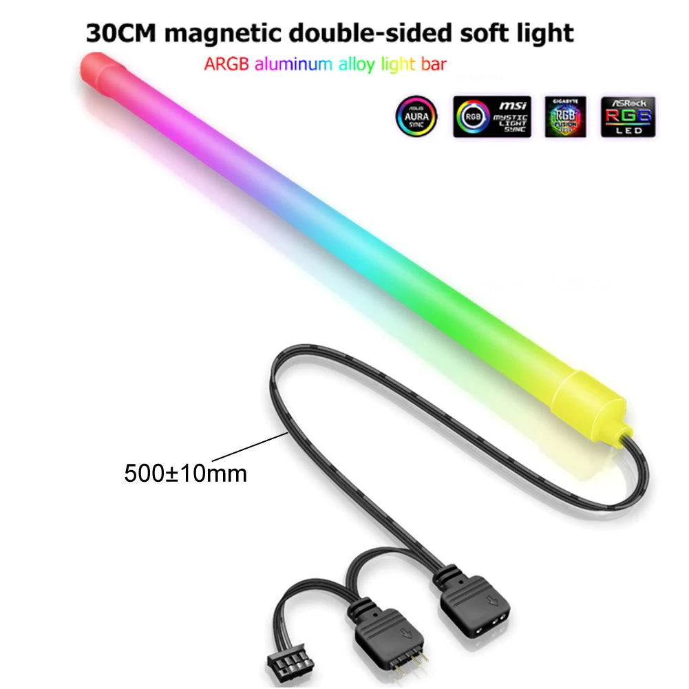 COOLMOON ARGB LED Strip Light 5V 3Pin/Small 4Pin Diamond Magnetic Colorful Atmosphere DIY Lamp Bar for PC Computer Case Chassis