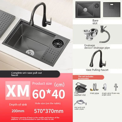 Cup Washer Hidden Bar Kitchen Sink Stainless Steel Invisible Single Sinks with Lid Garden Hotel Apartment Small Basin