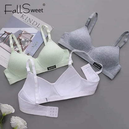 FallSweet Women's Wireless Bra Active Bra Teen Students' Bras Seamleass Lingerie Comfortable V-Shaped Gathering Underwear AB Cup.