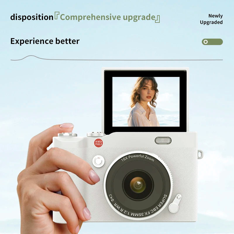 CCD Retro Video Recorder 4K Digital Camera 2.4 Inch 16X Digital Zoom 180° Flip Screen Selfile Compact Digital Photography Camera.