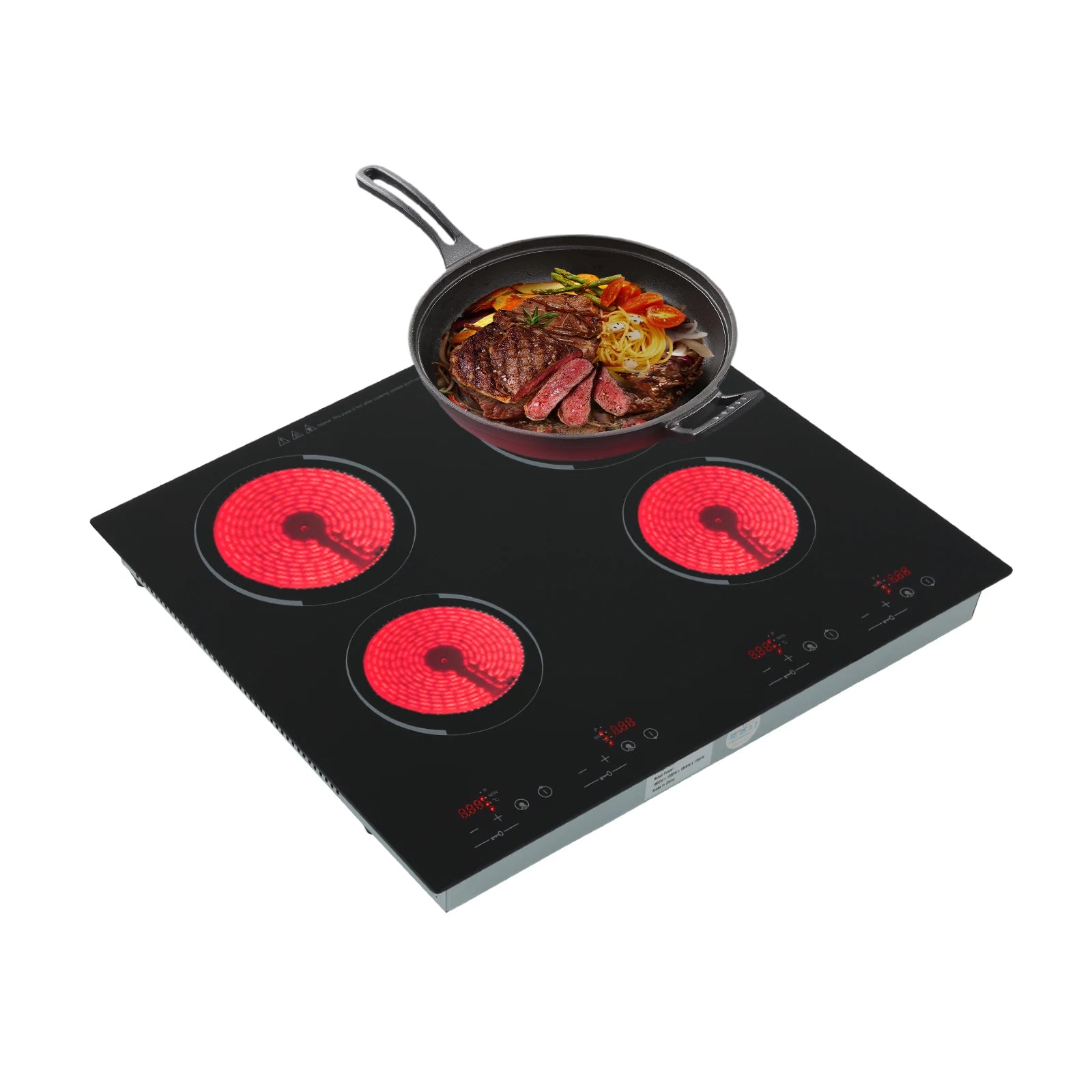 6000W Electric Ceramic Stove, 9 Power Adjustment Gear, Touch Screen Control 4-head Induction Cooker Electric Ceramic Cooktop.