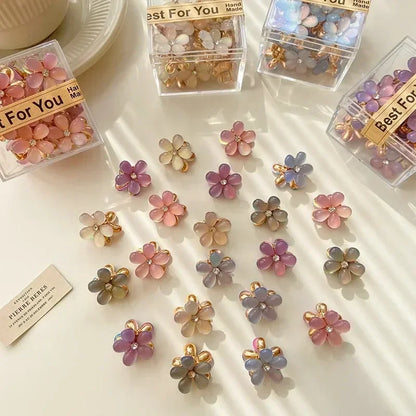1/10pcs Cute Mini Flower Hairclip Claws Women Girls Colorful Opal Hairpins Sweet Small Headdress Barrettes Accessories.