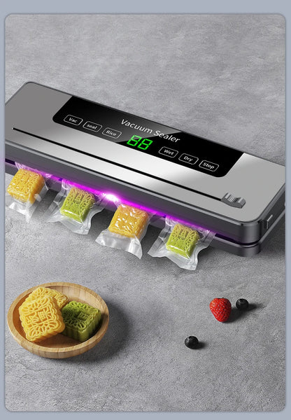 Electric Vacuum Sealer Dry/Wet Food Sealed Packaging Kitchen Food Storage Seal UV Sterilization Built-in Cutter Knife.