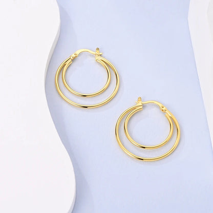 Yellow Gold Starlight Hoop Earrings For Girl Sparkling Classic Snakebone Multi-loop Earrings Star Moon 925 Silver Women Earring