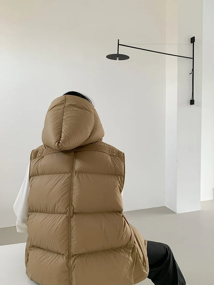 Hirsionsan Herbst Winter Koreanische Weiße Ente Unten Weste Frauen 2023 Neue Einfach Alle-spiel Mäntel FemaleSoft Warme Sleeveness Jacken.