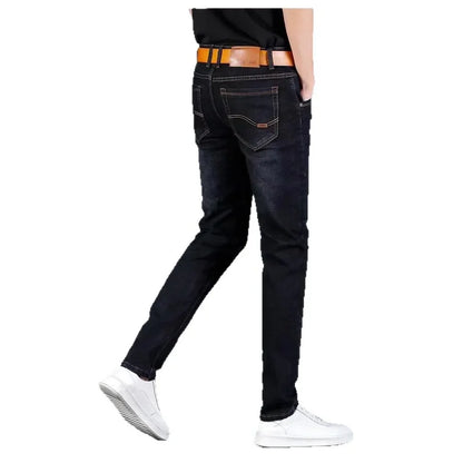 New 2025 Men's Slim Fit Casual Jeans Thin Straight Leg Summer Elastic Comfortable Long Trousers Versatile Style for All Occasion.