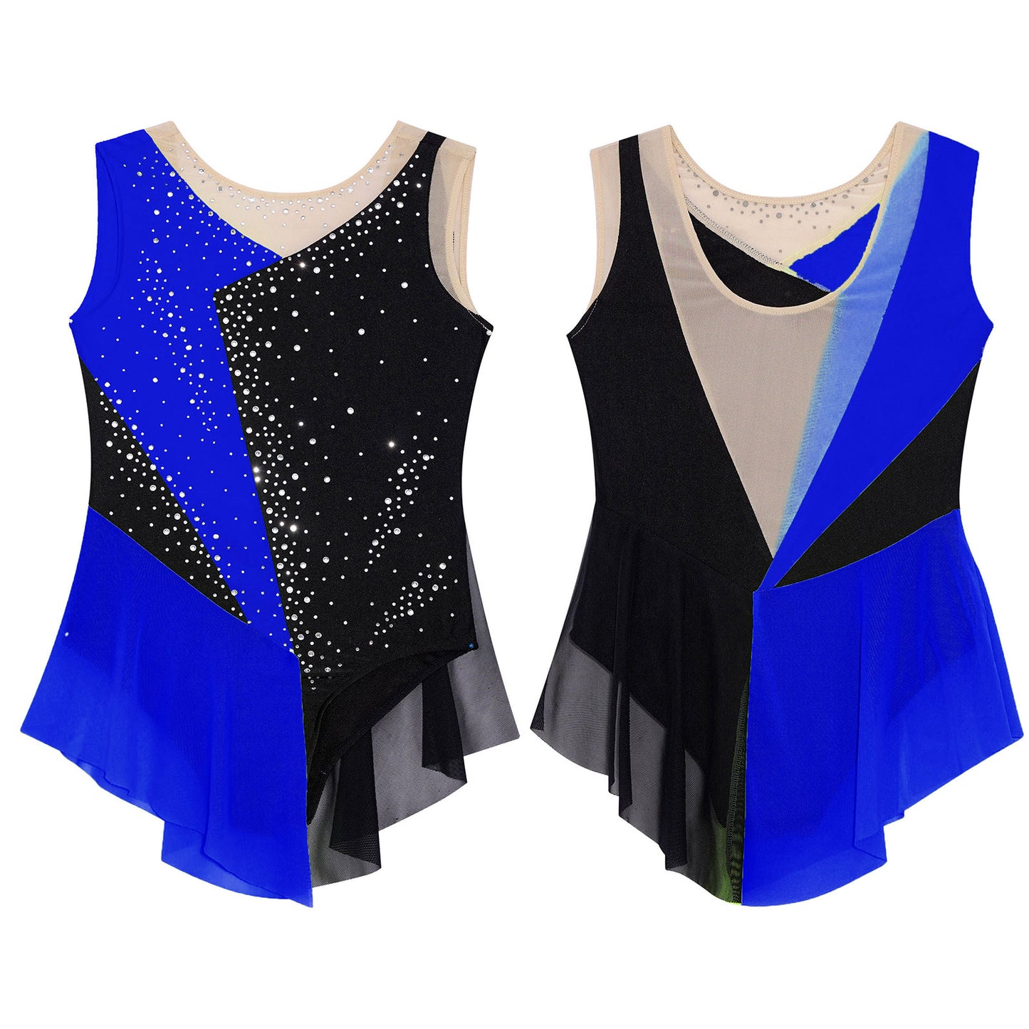 6-16Y Mädchen Ärmelloses Eiskunstlauf Trikot Kleid Ballett Rhythmische Gymnastik Lyrical Dance Body Bühne Leistung Dancewear