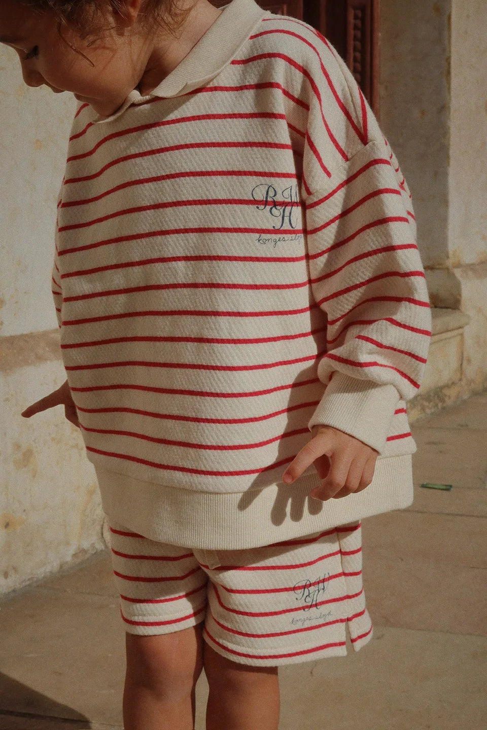 Konges Slojd Autumn Baby Boys Cotton Loose Sweatshirts Shorts Suits Kids Clothes Girls Casual Printed Striped Hoodies Tops Sets