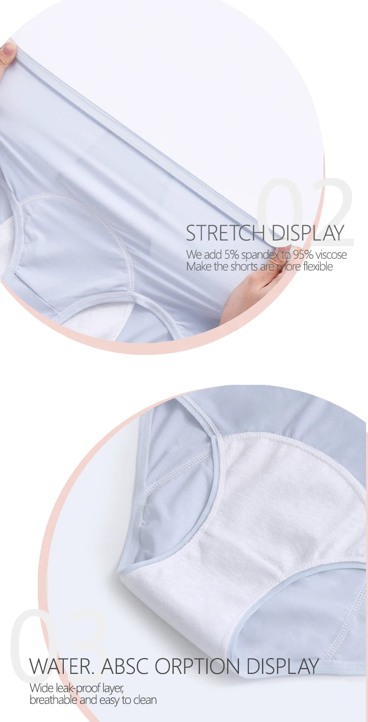 Women Menstrual Panties 5pcs High Waist Menstruation Underpants Leak Proof Period Briefs L-8XL Plus Size Physiological Briefs.