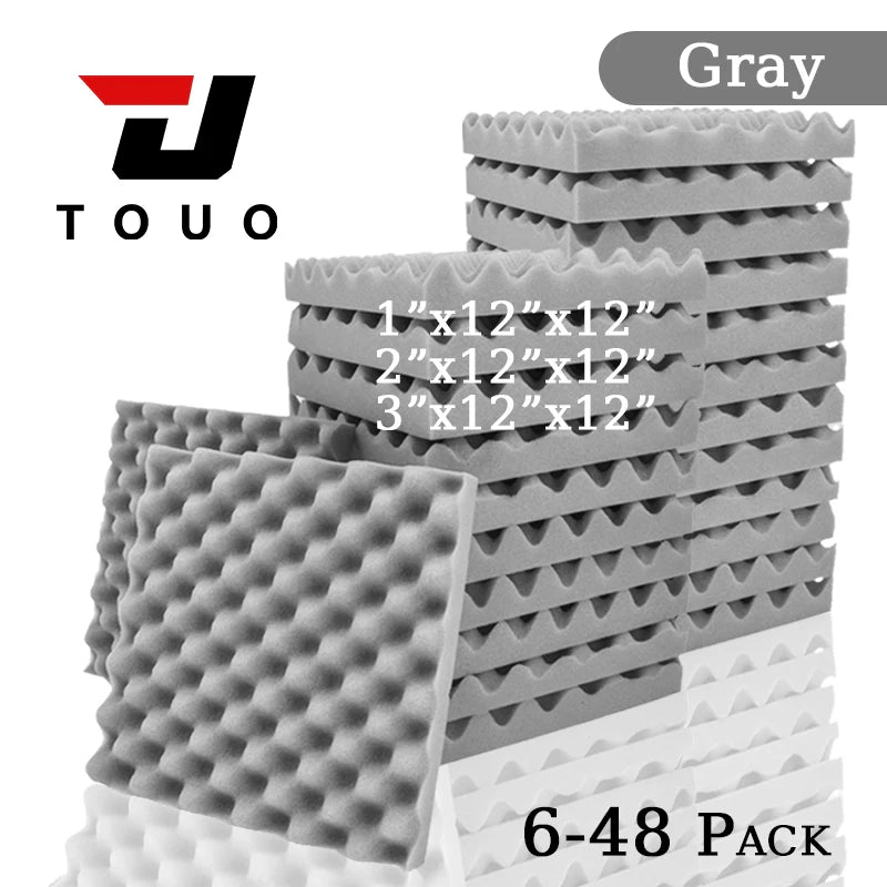 TOUO Egg Trough Wall Soundproof Foam 6 12 24 48 Pcs High Density Sound Absorbing Material Acoustic Foam Ceiling Noise Insulation