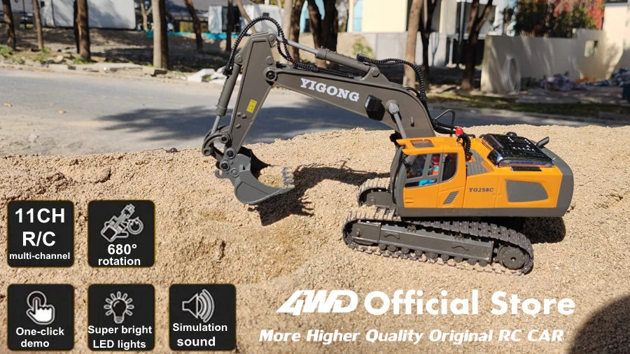 4WD Remote Control Excavator Toy Radio Controlled RC Dump Truck Vehicle Crawler Bulldozer Construction Car Gifts for Kids Boys.