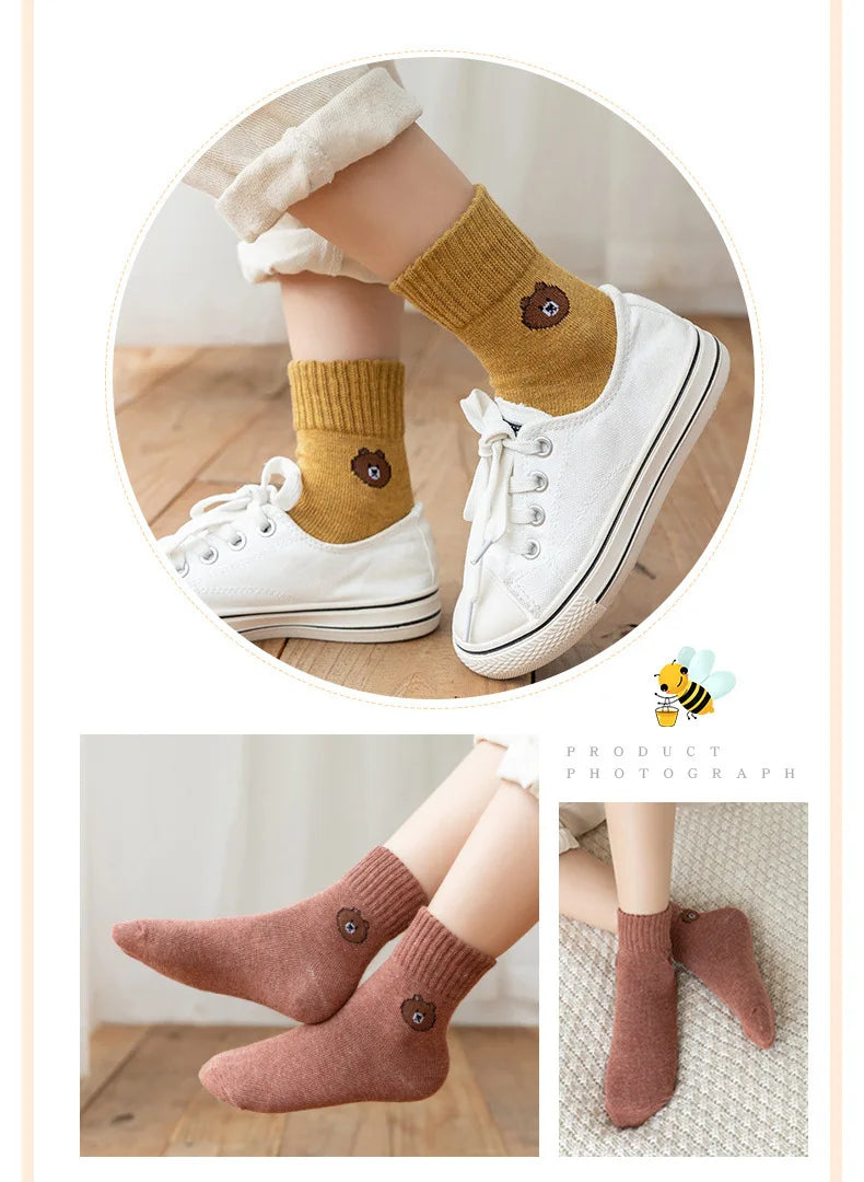 5Pairs/Lot Cartoon Stripe Kids Socks Casual Baby Girls Boys Cotton Spring Autumn Toddler Knitted Children Socks For 1-8Years.