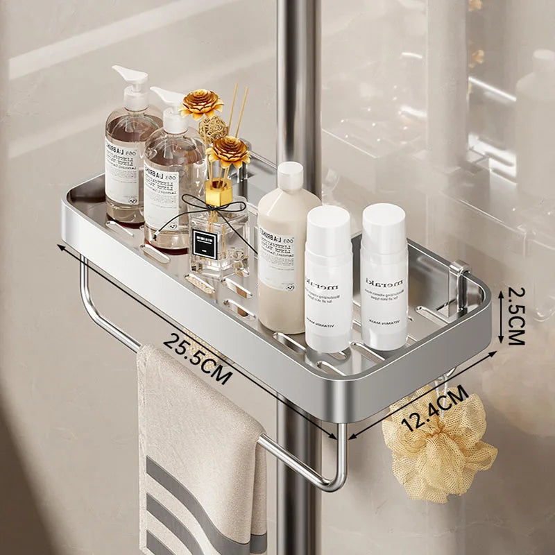 Bad Dusche Lagerung Dusche Gel Shampoo Rack Dusche Stange Abnehmbare Tablett Aluminium legierung Seife Halter Dusche Regal