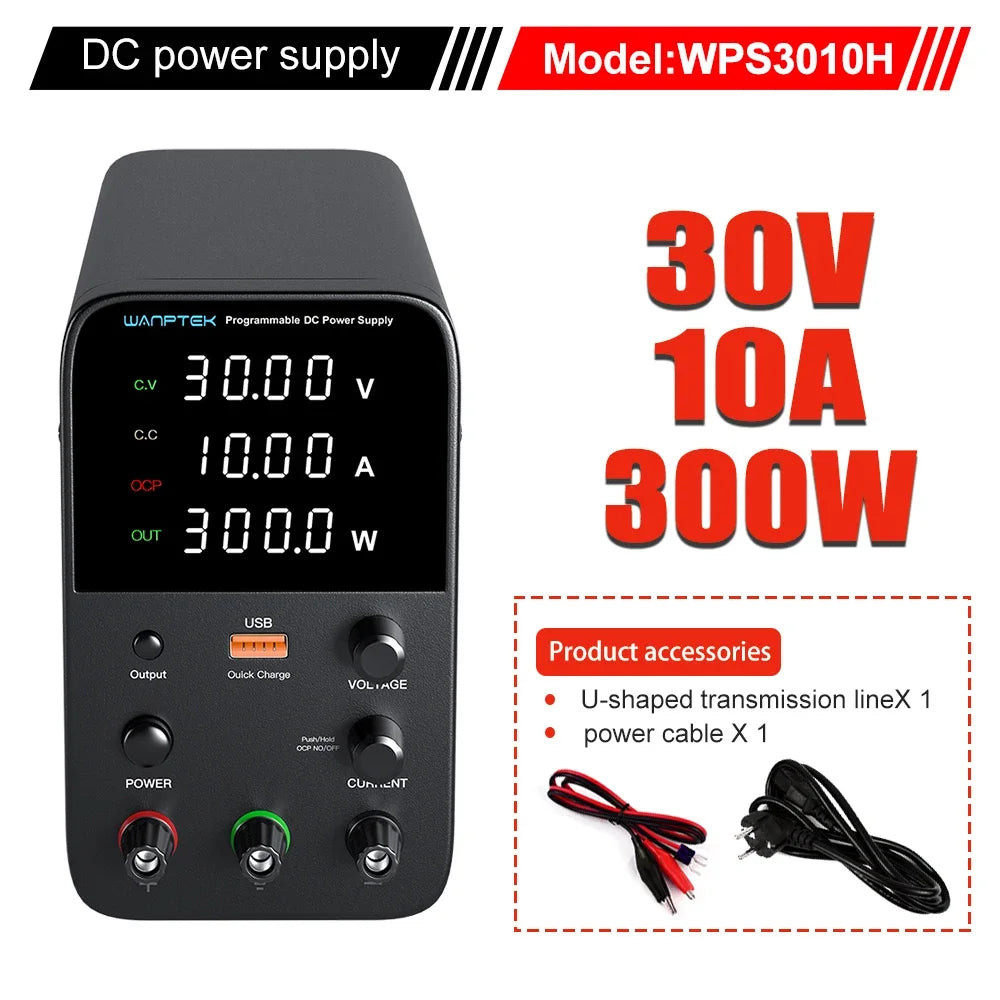 Wanptek Laboratory Power Supply 30V 5A / 30V 10A With OCP Short-Circuit Protection AC 220V/110V Auto Switching Preset Current.