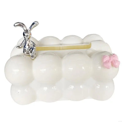 E65B Marshmallows Rabbit Design Tissue Box Paper Dispenser Great For Children's Rooms.