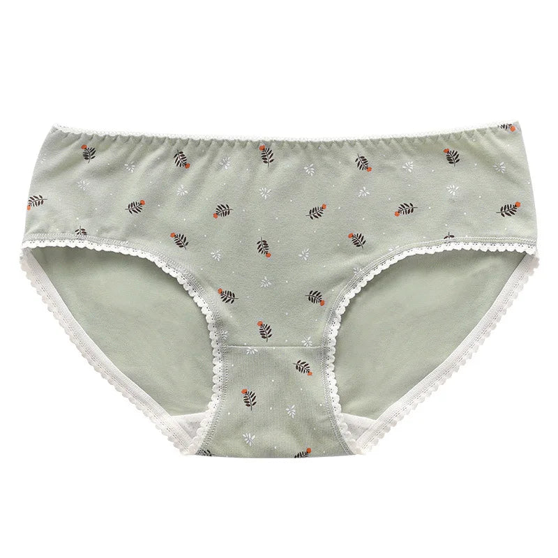 New Women Panties Antibacterial Cotton Lace Underwear Women's Floral Sweet Girls Briefs Mid-waist Shorts Female Lingerie M-XXL