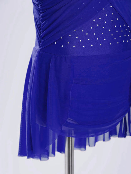 Kinder Mädchen Ärmellose Ausschnitt Strass Eiskunstlauf Trikot Kleid Lyrical Dance Gymnastik Akrobatik Leistung Kostüm.