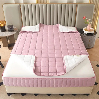 Breathable Quilted Mattress Protector with Soybean Fiber Padding Hypoallergenic Skin-Friendly Cover Machine Washable 720° Cover.