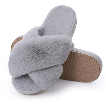 Litfun Fashion Fur Slippers For Women Winter Soft Bottom Cozy Fur Flip Flops Female Indoor Home Fluffy Short Plush Fuzzy Slides.