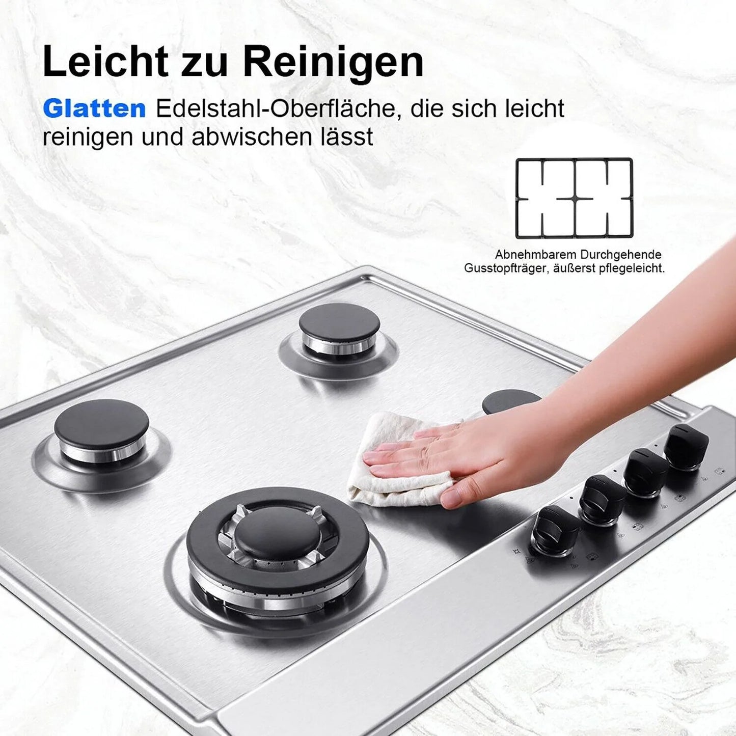 TopStrong 4 Burner Stainless Built-in Stove Natural Gas Propane Gas NG/LPG Gas Hob YYEUGCT-S04.