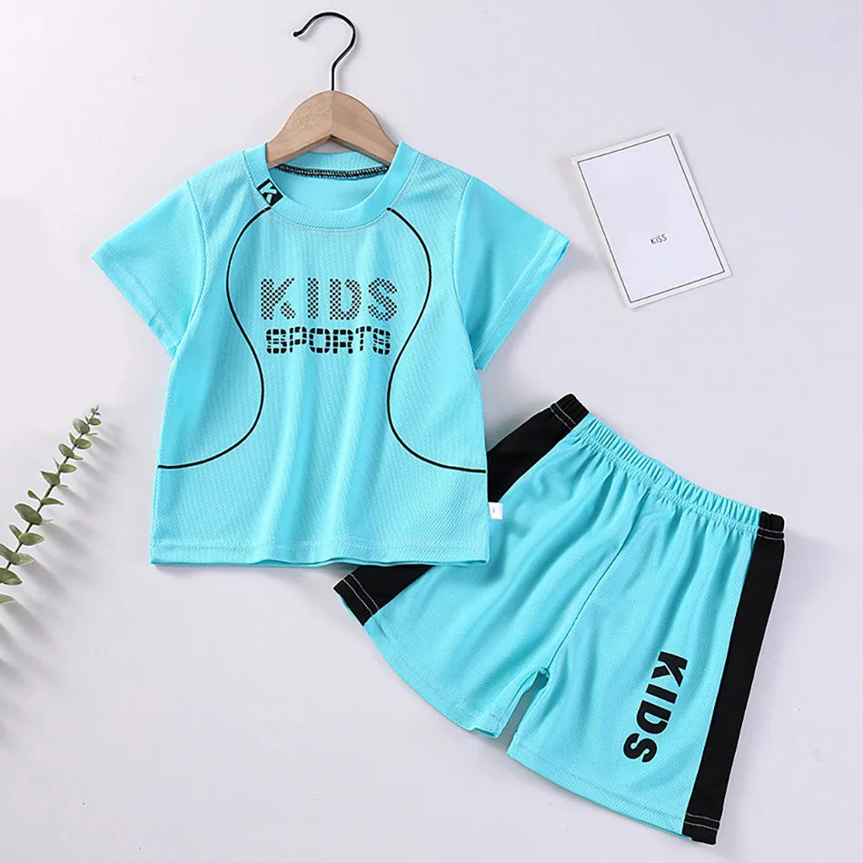 Kids Clothes Set Boy Girl Shorts and Short Sleeves Summer Clothing Sport Casual Children Top and Bottom Clothes Set.