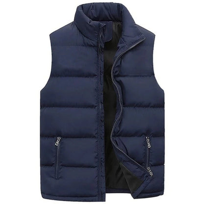 Mens Vest Jacket Warm Sleeveless Jackets Winter Waterproof Zipper Coat Autumn Stand-up Collar Casual Waistcoat Brand Clothing.