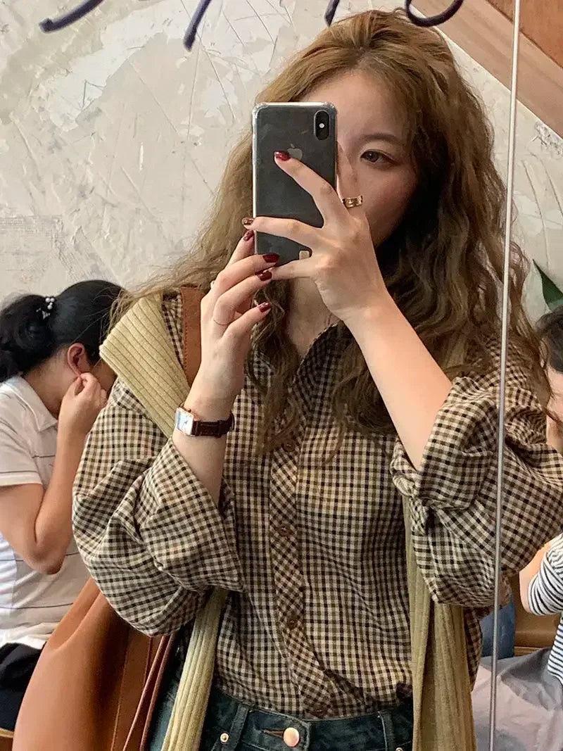 Fashion Casual Women's Plaid Shirt Autumn New Boutique Ladies Blouse and Tops Female Long Sleeve Blouses Clothes