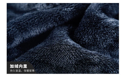 Maxbarley Winter Sportswear Set Mens Retro Training Thick Fleece Jacket + Pants Two Piece Set Casual Ski Running Tracksuit Suit