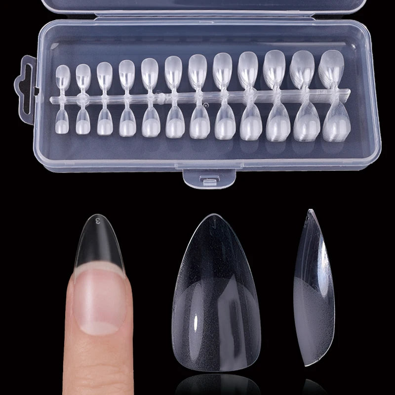 Fake Nail Press on Tips for Nails Extension Full False Acrylic Finger Short Artificial American Capsules Long Soft Gel Almond.