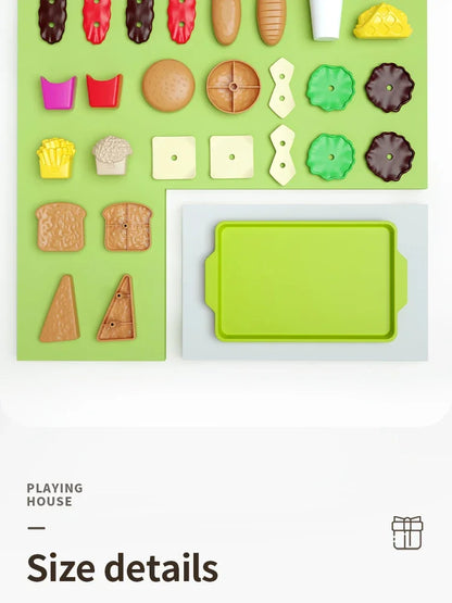 9 PCS Set Detachable Plastic Snack Hamburger Pretend Toy Kids Kitchen Play House Food Toy.
