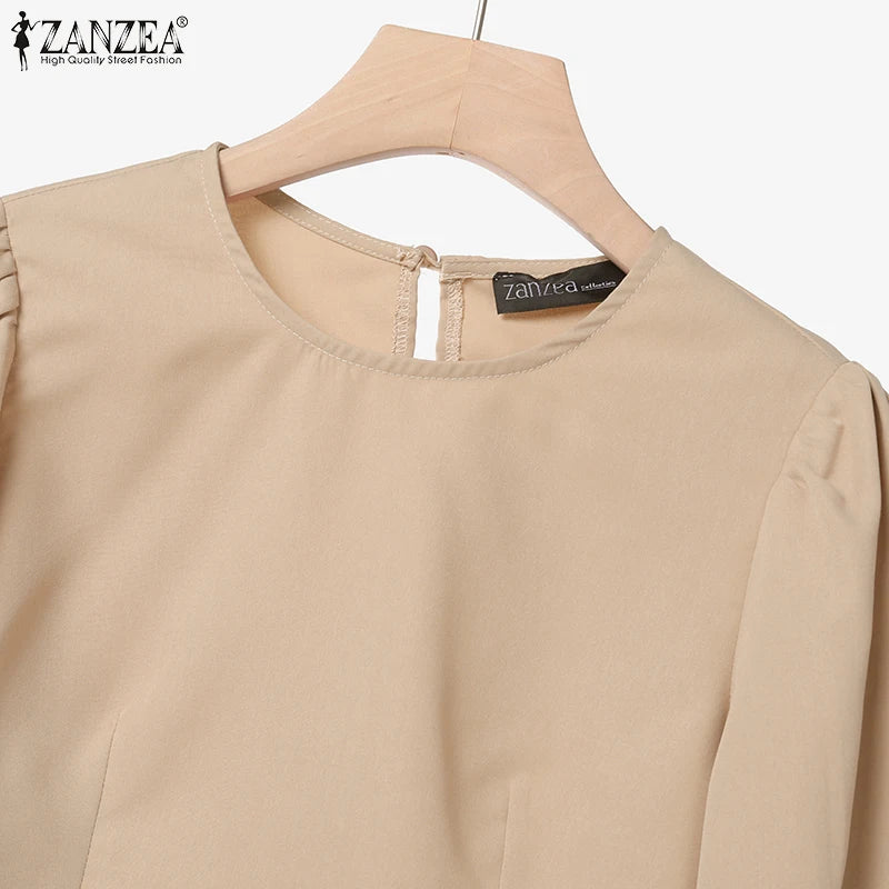 2025 ZANZEA Autumn Pant Sets 2PCS Women Outfits Long Sleeve Cropped Tops Wide Leg Trousers Solid Tracksuits Suit Matching Sets.