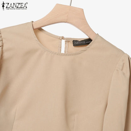 2025 ZANZEA Autumn Pant Sets 2PCS Women Outfits Long Sleeve Cropped Tops Wide Leg Trousers Solid Tracksuits Suit Matching Sets.