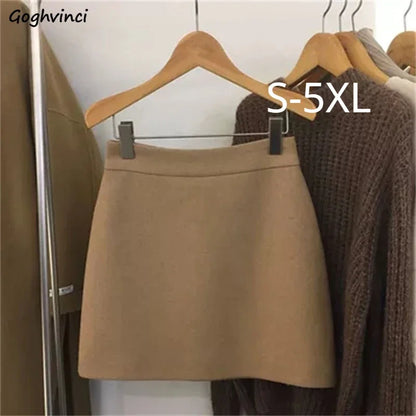 Skirts Women Simple 5XL Korean Fashion High Waist Ladies All-match Elegant Streetwear Button Y2k Skirt A-line Harajuku Chic Ins.