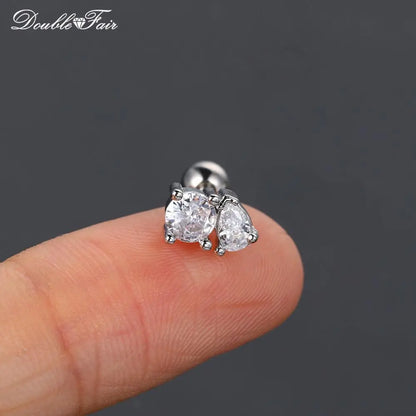 1pc Cartilage Tragus Helix Daith Crystal Ear Piercing Stud Earrings for Women Mini Screw Stainless Steel Stacking Ear Jewelry.