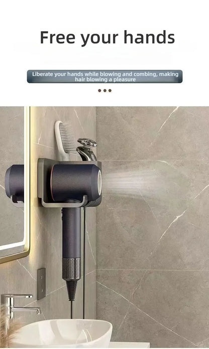 An der Wand montierte stanzfreie Toilette Haartrockner Rack Badezimmer Haartrockner Lagerregal Haartrockner Halterung Badezimmerzubehör ﻿