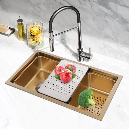 Gold 30 × 18 × 9 Inch 304 Stainless Steel Sink Undercarriage Kitchen Sink Stainless Steel Sink For Restaurants Dessert Shops Etc